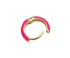 Hot Pink enamel hoop opened to show hinged snap closure