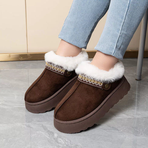 Platform Ankle Boots - Round Toe Suede Style - Twice The Charm Boutique
