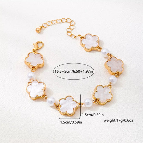 Gold-Plated Flower Bracelet - Adjustable Chain - Twice The Charm Boutique