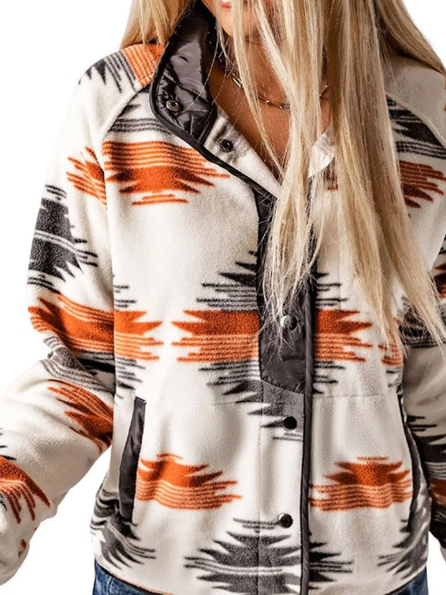 Women's Geometric Jacket - Button Front & Pockets - Twice The Charm Boutique