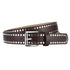 Brown studded faux-leather belt with rectangular pin buckle