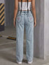 Light blue high-waisted acid wash jeans — product image 4