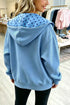 Light blue oversized polka dot zip up hoodie with pockets