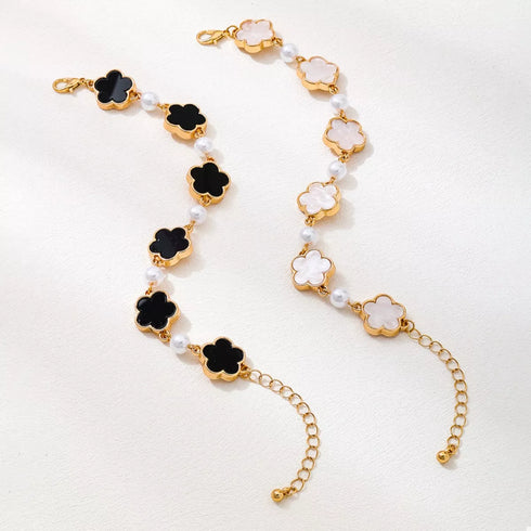 Gold-Plated Flower Bracelet - Adjustable Chain - Twice The Charm Boutique