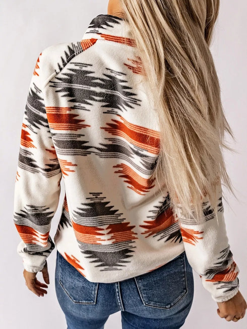 Women's Geometric Jacket - Button Front & Pockets - Twice The Charm Boutique