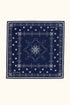 Navy square bandana with white border and floral motifs