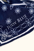 Close-up of navy bandana with Judy Blue lettering