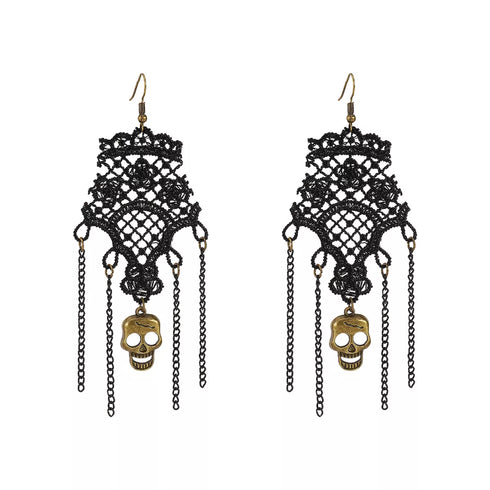 Halloween Skull Jewelry Set - Lace Necklace & Earrings - Twice The Charm Boutique