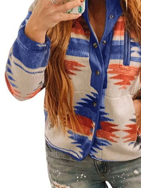 Women's Geometric Jacket - Button Front & Pockets - Twice The Charm Boutique