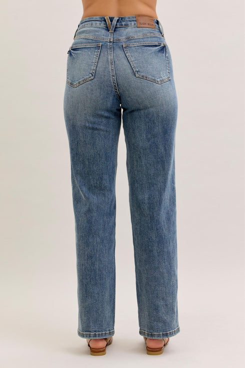 Full rear view of Judy Blue 881049 straight-leg denim