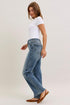 Judy Blue straight jeans showing rear fit on walking model