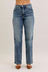 Front waist and straight legs of Judy Blue 881049 blue jeans