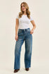 Full outfit view of Judy Blue Wilhelmina wide-leg jeans with a fitted white tee