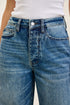 Close-up of the Judy Blue jeans waistband, button, belt loops and front pockets