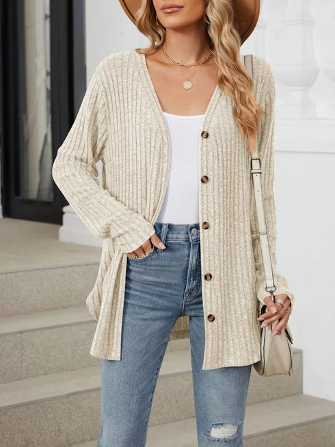 Lightweight ribbed button-up cardigan — product image 24