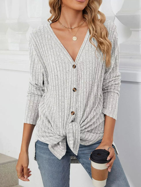 Lightweight ribbed button-up cardigan — product image 17