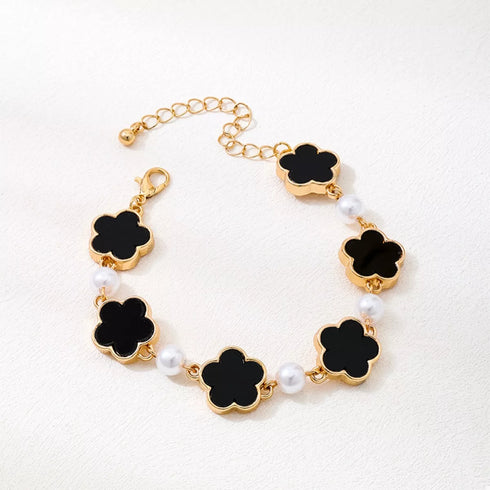 Gold-Plated Flower Bracelet - Adjustable Chain - Twice The Charm Boutique