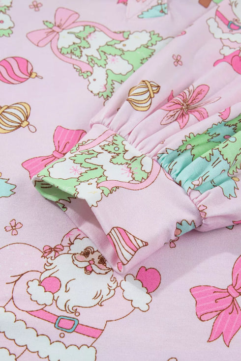 Christmas Pajama Set - Button Front & Ruffle Detail - Twice The Charm Boutique