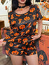 Halloween Pajama Set - Short Sleeve Top & Drawstring Shorts - Twice The Charm Boutique