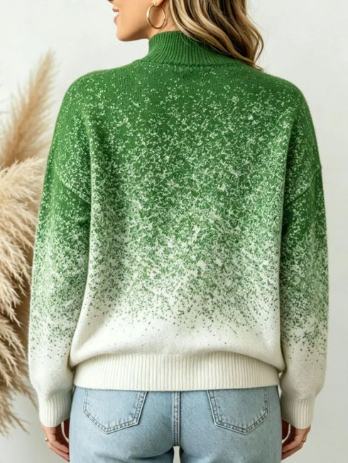 Gradient Turtleneck Sweater - Stretchy Long Sleeve - Twice The Charm Boutique