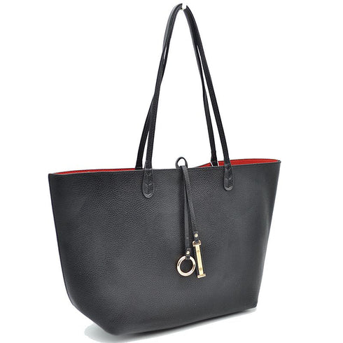Black Kendra reversible tote with a red interior — gallery image 11