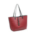 Red side of the Kendra reversible tote with black handles and decorative hardware — gallery image 8