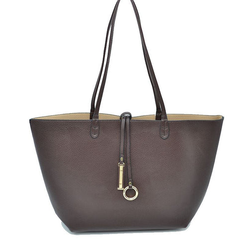 Dark brown Kendra reversible tote with a light interior — gallery image 31