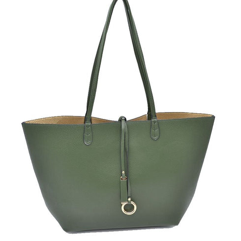 Dark green Kendra reversible tote with long handles — gallery image 51