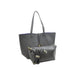 Gray Kendra reversible tote displayed with a smaller pouch — gallery image 36
