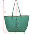 Green Kendra tote with red dimension arrows showing the bag and handle measurements — gallery image 27