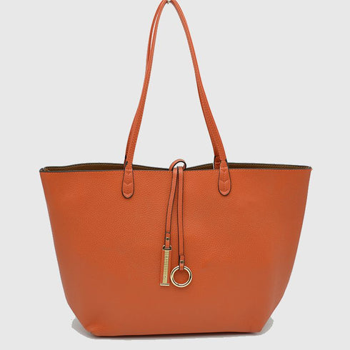 Orange Kendra reversible tote with a brown interior — gallery image 56