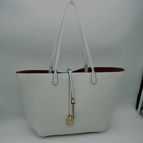 White Kendra reversible tote with long handles — gallery image 72