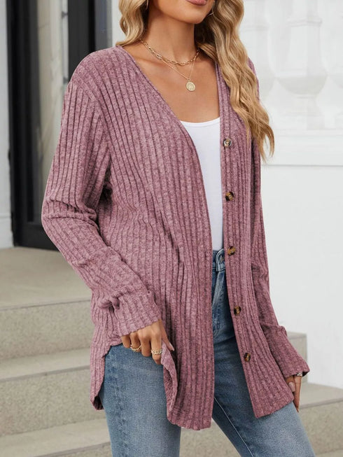 Lightweight ribbed button-up cardigan — product image 28