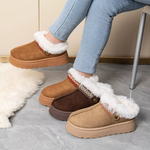 Platform Ankle Boots - Round Toe Suede Style - Twice The Charm Boutique