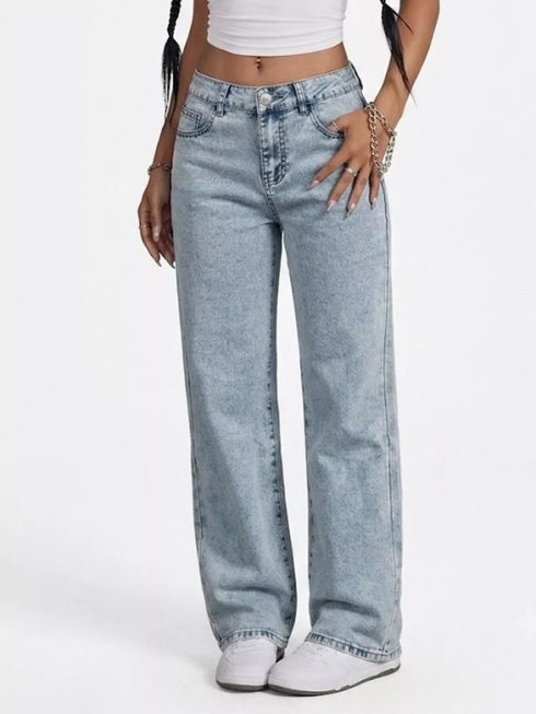 Light blue high-waisted acid wash jeans — product image 6