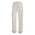 Light gray cargo pants with utility pockets, front view