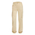Beige cargo pants shown flat from the front