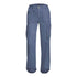 Blue cargo pants showing straight legs and waist loops