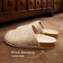 Beige Fulton House Shoes on a brown floor with supplier cushioning callout