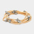 Gray cross-accent five-piece stretch bracelet set with gold-tone beads
