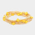 Yellow cross-accent five-piece stretch bracelet set with gold-tone beads