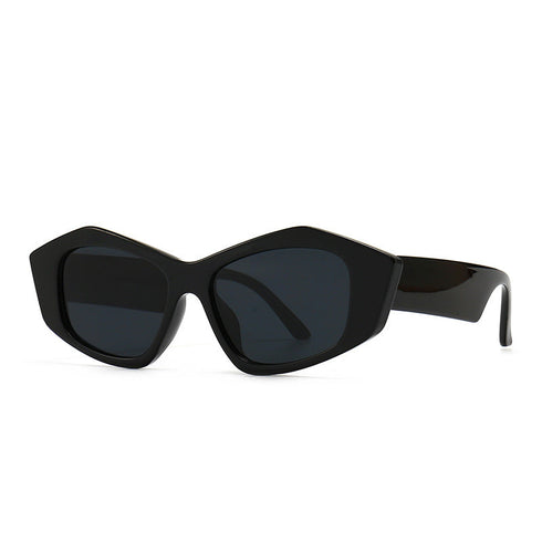 Black cat-eye sunglasses showing frame corners and temples