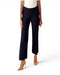 Krazy Larry P600 Navy pull-on wide-ankle pants, front view with a cream top and tan heels