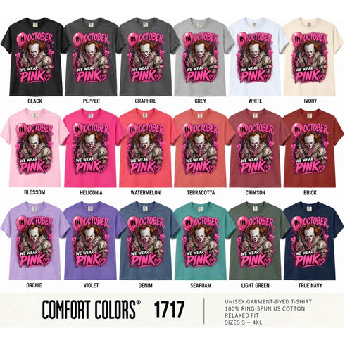 Pennywise In October We Wear Pink Halloween Graphic T-Shirt - Detail View 2