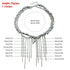 Supplier measurement diagram for chain-fringe necklace with pointed heart centerpiece