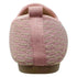 Rear pull tab and knit texture on pink SOBEYO ballet flat