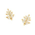 Gold-dipped leaf stud earrings with clear cubic zirconia on white