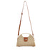 Straw-color Stella purse showing its adjustable crossbody strap