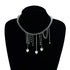 Pale beaded heart-drop necklace displayed against a black bust