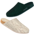 Fulton House Shoes in Forest Green and Beige shown together against black
